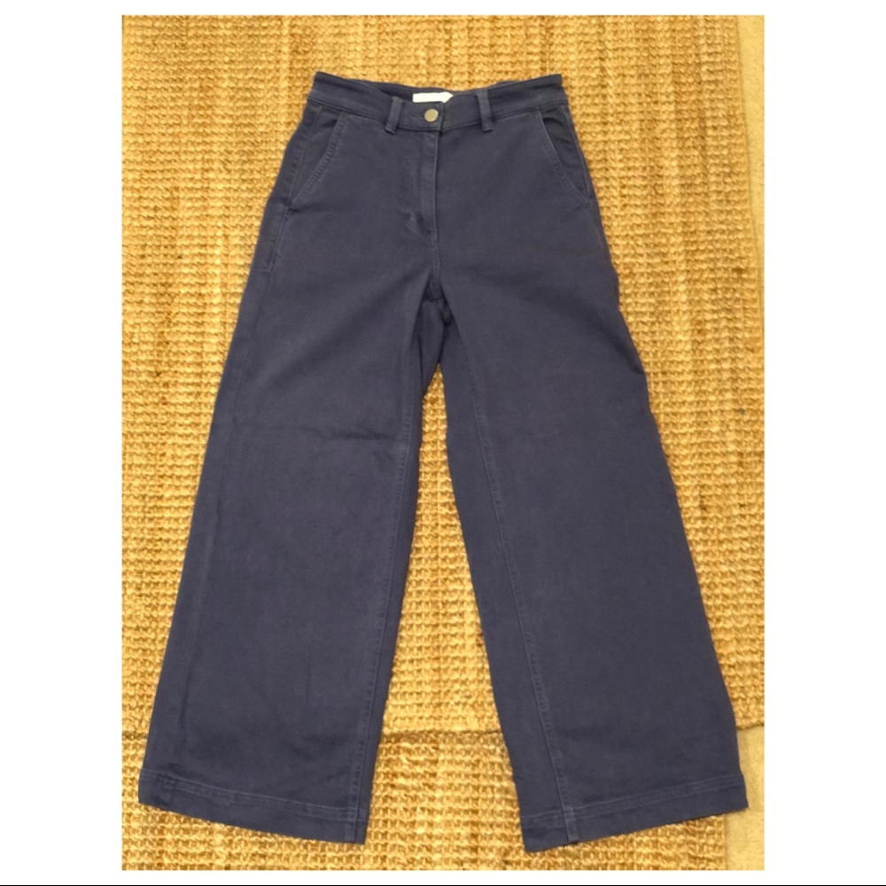 Everlane Wide Leg Crop Pant in Mid Blue